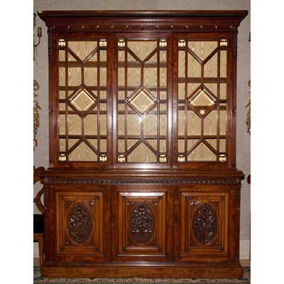 Lot 290 - Victorian Carved Mahogany Bookcase Cabinet...