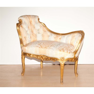 Lot 215 - Louis XV Style Gilt-Wood Settee Length 39 inches.