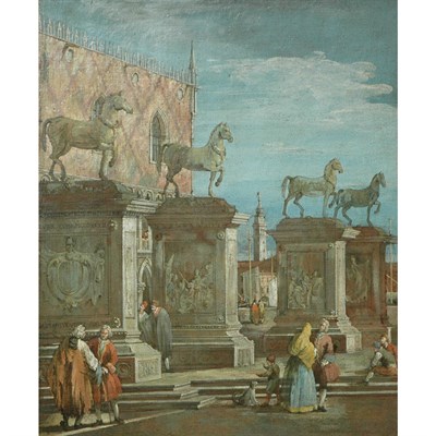 Lot 63 - Manner of Canaletto Capriccio with Four Horses...