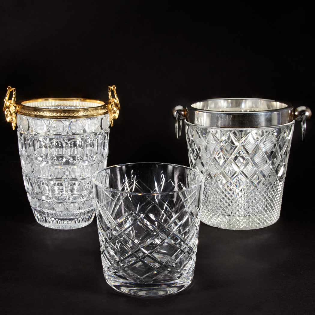 Lot 139 - Gilt-Metal Mounted Glass Ice Bucket and Silver...