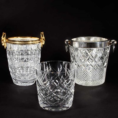 Lot 139 - Gilt-Metal Mounted Glass Ice Bucket and Silver...