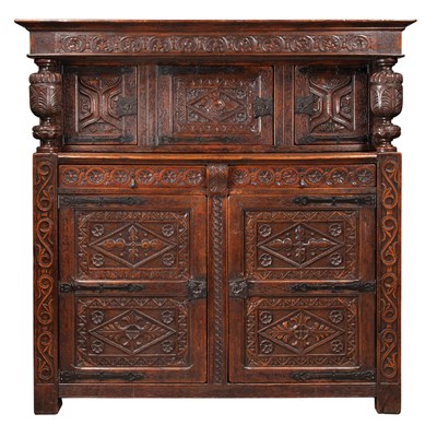 Lot 212 - Jacobean Style Carved Oak Court Cupboard 19th...