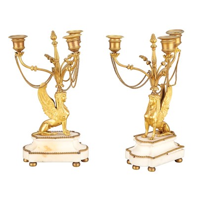 Lot 459 - Pair of Regency Gilt-Bronze Three-Light...