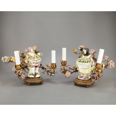 Lot 736 - Pair of Meissen Porcelain Figural Salts Each...