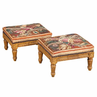 Lot 402 - Pair of Louis XVI Style Painted Upholstered...