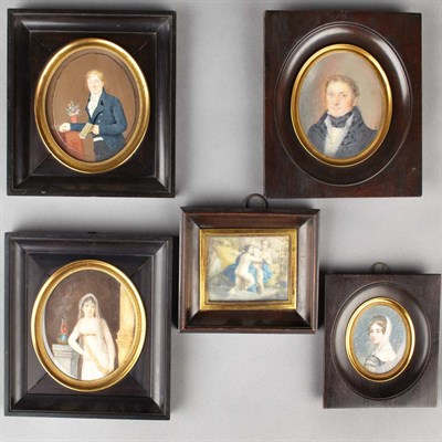 Lot 328 - Group of Five English and Continental Portrait...