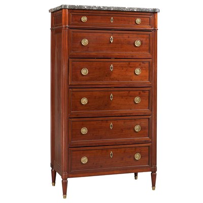 Lot 469 - Louis XVI Style Mahogany Tall Chest of Drawers...