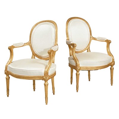 Lot 333 - Pair of George III Style Gilt-Wood Armchairs...