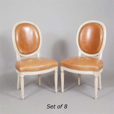 Lot 208 - Set of Eight Louis XVI Style Painted Dining...
