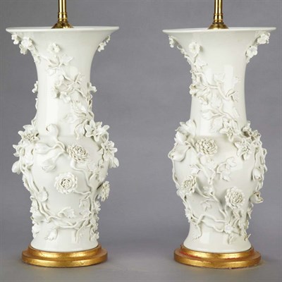 Lot 331 - Pair of Chinese White Glazed Porcelain Vases...
