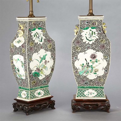 Lot 472 - Pair of Chinese Famille Verte Porcelain Vases...