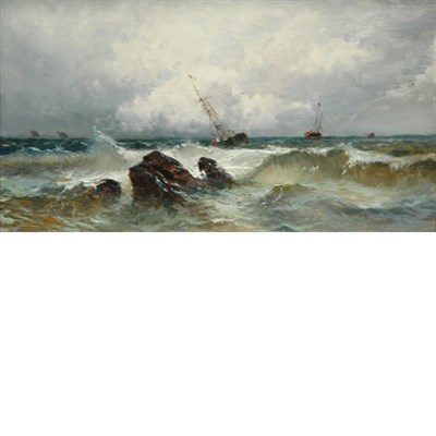 Lot 60 - Alfred Godchaux French, 1835-1895 Ships off...