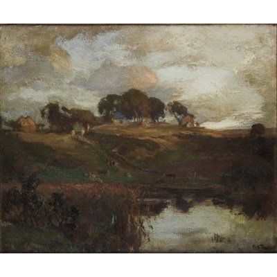 Lot 20 - Frits Thaulow Norwegian, 1847-1906 A Pond in...