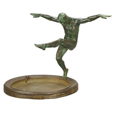 Lot 650 - Art Deco Verdigris Patinated-Bronze Figural...