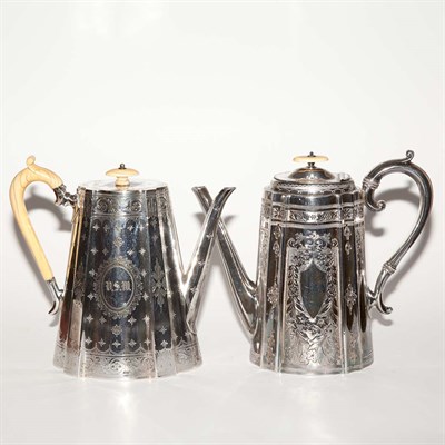 Lot 255 - Two English Silver Plated Coffee Pots 19th...