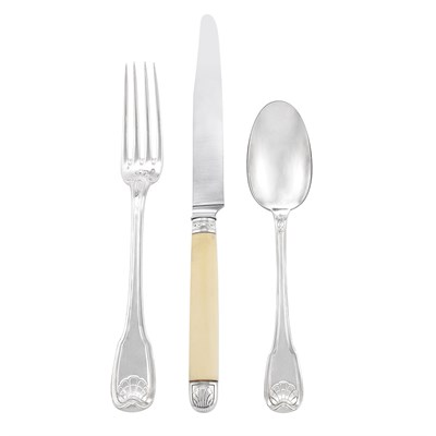 Lot 342 - French Silver and Ivory Flatware Service Henin...