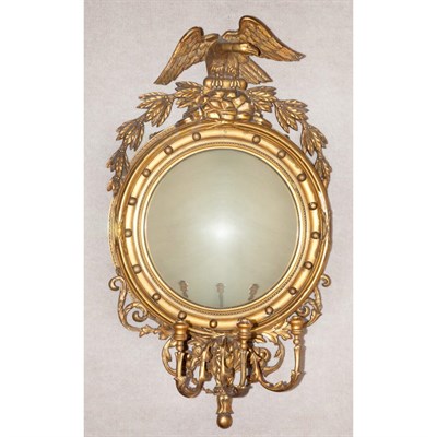 Lot 140 - Regency Gilt-Wood Convex Mirror Height 43 inches.