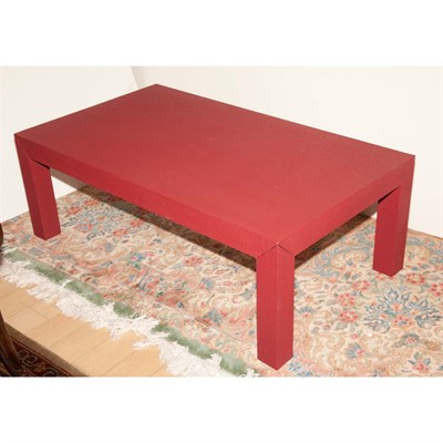 Lot 413 - Red Painted Burlap Low Table Modern Height 17...