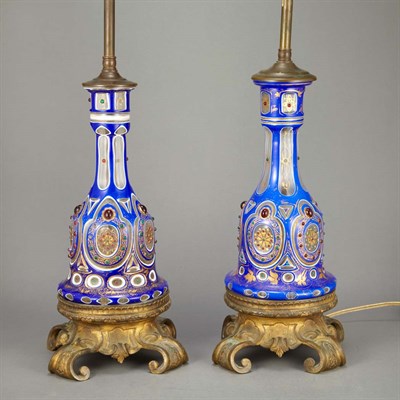 Lot 735 - Pair of Bohemian Gilt-Bronze Mounted Overlay...