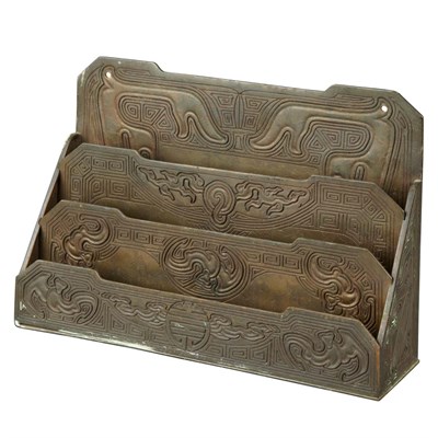 Lot 535 - Tiffany Studios Bronze Three-Tier Letter Rack...