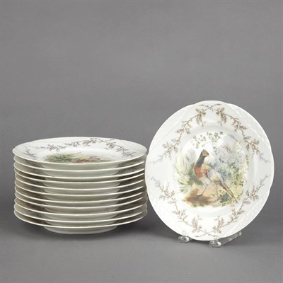 Lot 437 - Set of Twelve Limoges Porcelain Game Bird Plates