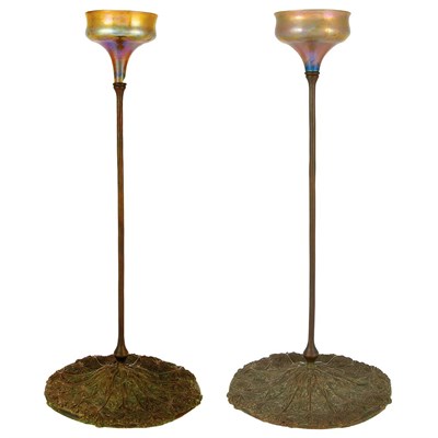 Lot 555 - Pair of Unsigned Tiffany Studios Bronze and...