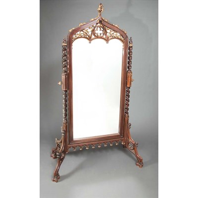 Lot 703 - Gothic Revival Parcel Gilt Carved Mahogany...
