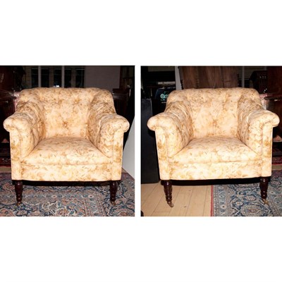 Lot 462 - Pair of Tufted Upholstered Club Chairs