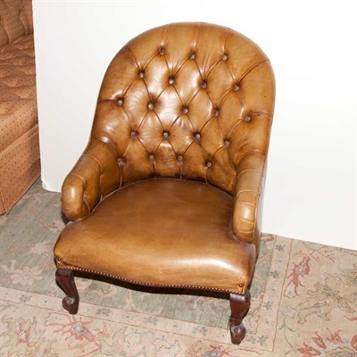 Lot 374 - Victorian Tufted Leather Armchair