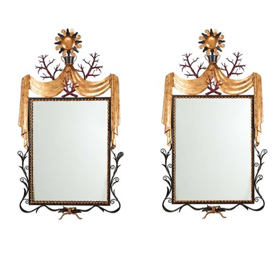Lot 141 - Manner of Gilbert Poillerat Pair of Mirrors...