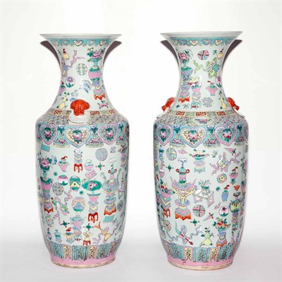 Lot 443 - Pair of Chinese Famille Rose Porcelain Vases...