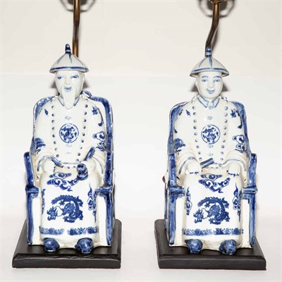 Lot 508 - Pair of Chinese Porcelain Figural Lamps Height...