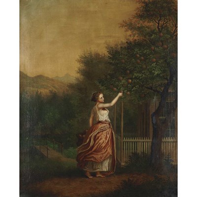Lot 55 - French School 19th Century Young Woman Picking...