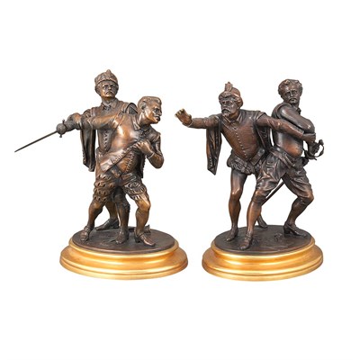 Lot 400 - Pair of Bronze Figural Groups of a Brawl Scene...
