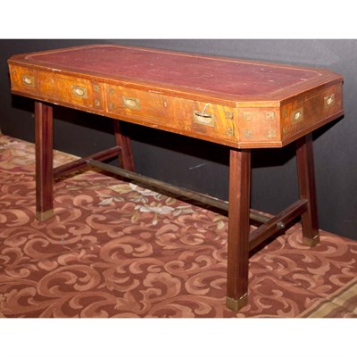 Lot 140 - English Style Fruitwood Campaign Writing Table...