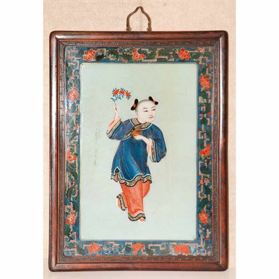 Lot 282 - Framed Chinese Reverse Painting on Glass 19th...