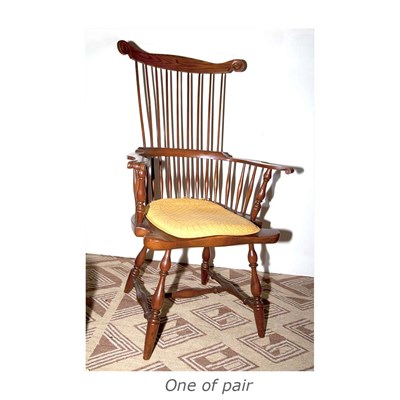 Lot 98 - Pair of Windsor Style Oak Armchairs