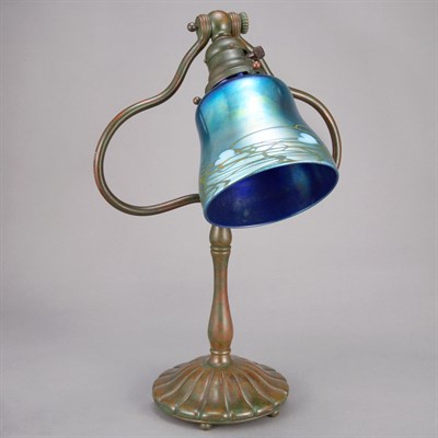 Lot 554 - Tiffany Studios Bronze Harp Desk Lamp Base...