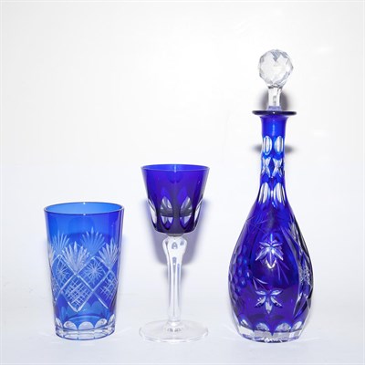 Lot 112 - Group of Color Cut to Clear Glass Stemware...