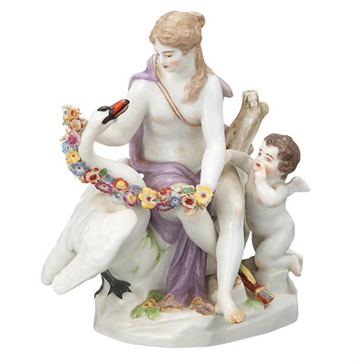 Lot 460 - Meissen Porcelain Figural Group of Leda and...