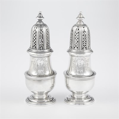 Lot 266 - Pair of George II Silver Casters Maker's mark...