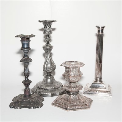 Lot 232 - Six Pairs of Silver Plated Candlesticks