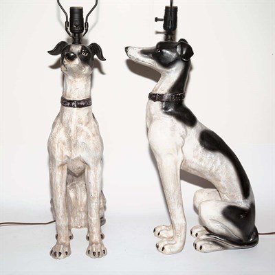 Lot 371 - Pair of Painted Metal Dog-Form Lamps Height 22...