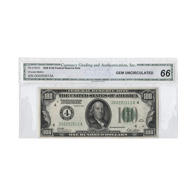 Lot 279 - U.S. Bank Note, $100 1928 Federal Reserve Note,...