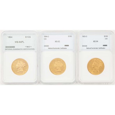 Lot 374 - United States, Group of Three $10 Liberty...