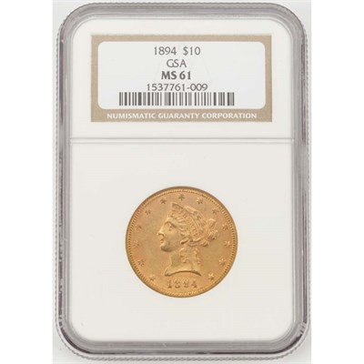 Lot 366 - United States, $10 1894 Liberty Brilliant...