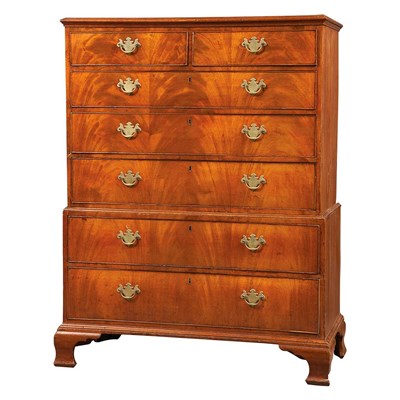 Lot 256 - George II Walnut Chest on Chest In two parts,...