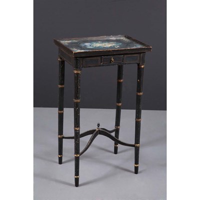 Lot 269 - Victorian Black Painted Faux Bamboo Work Table...