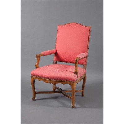 Lot 438 - Provincial Louis XV Style Fruitwood Fauteuil
