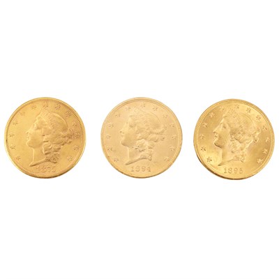 Lot 388 - United States Group of Three $20 Liberty Gold...